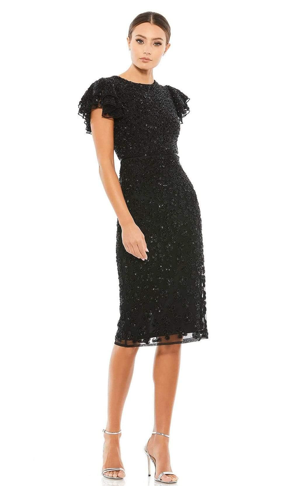 black sequin mid length dress