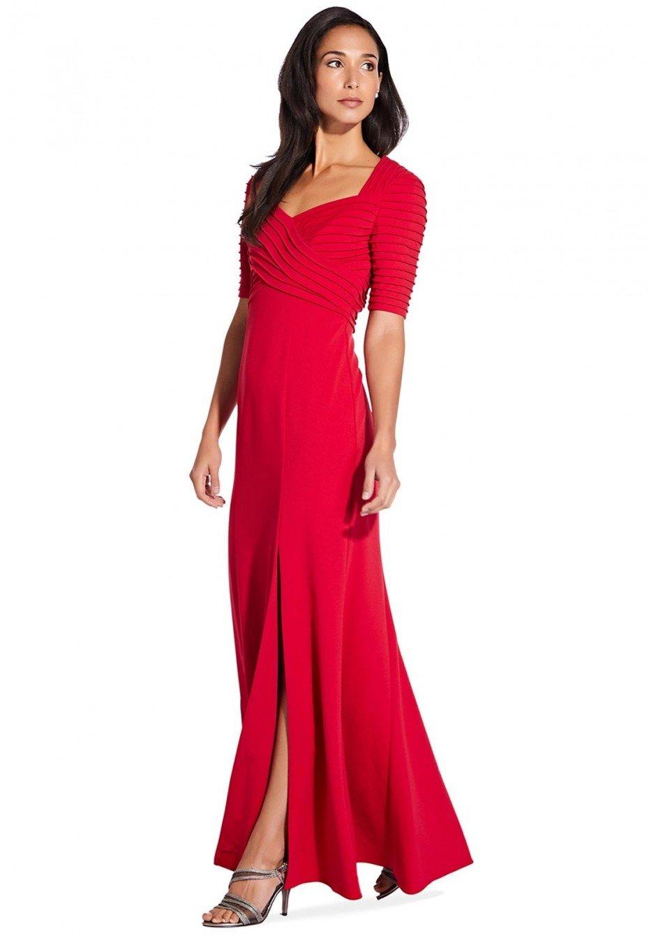 Adrianna Papell Ap1e206013 V-neck Ribbed Sheath Dress in Red - Lyst