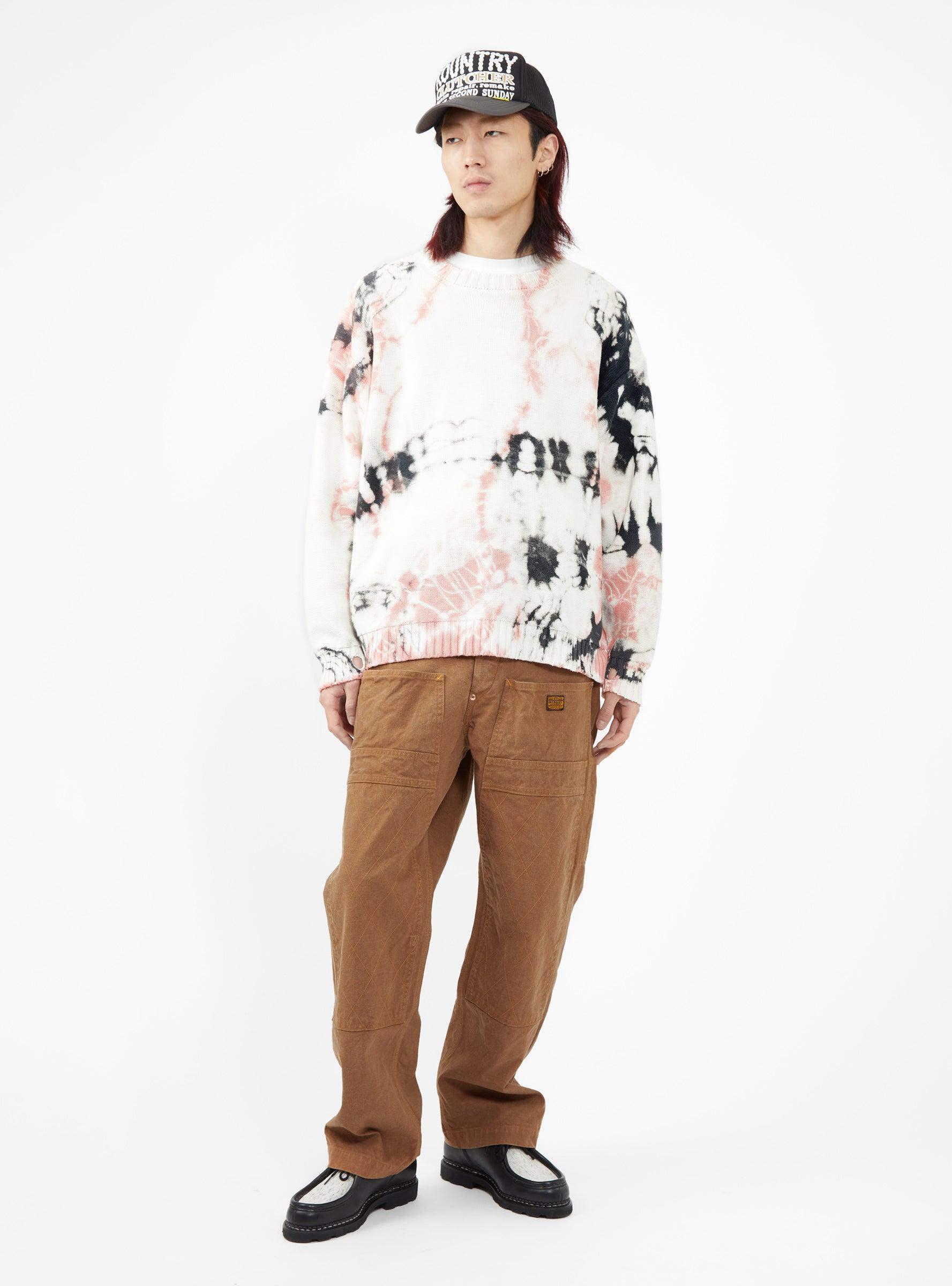 Kapital 5g Knit Ashbury Dyed Sweater Pink & Black in Natural for