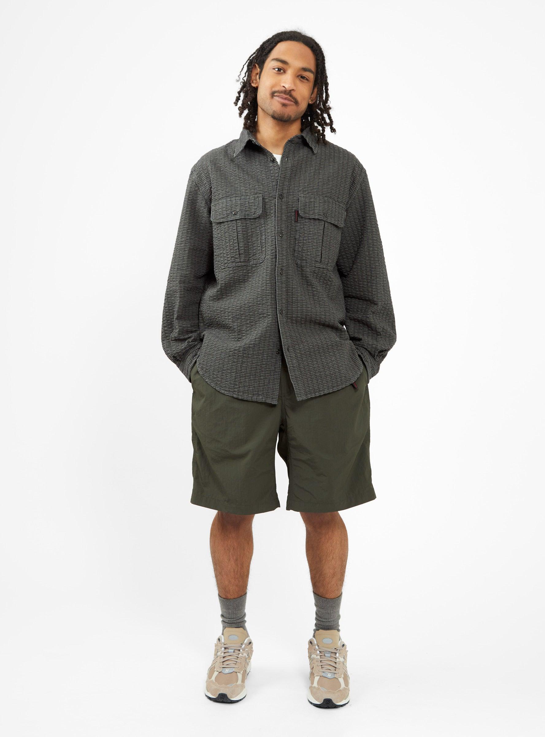 Gramicci Canyon Garment Dyed O.g. Seersucker Shirt Deep Grey in