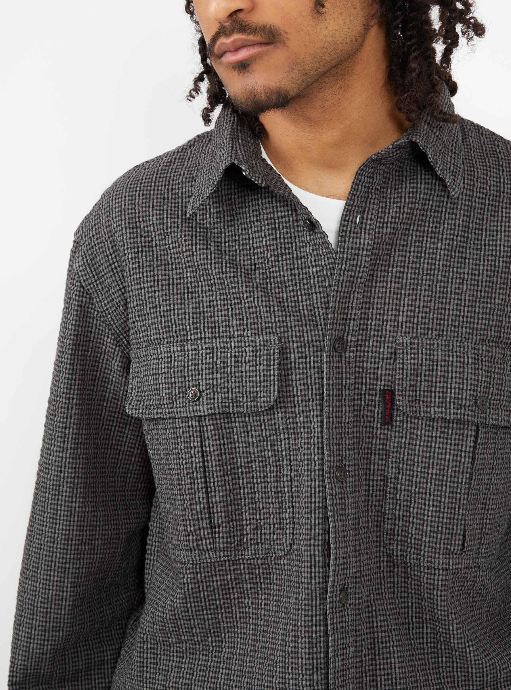 Gramicci Canyon Garment Dyed O.g. Seersucker Shirt Deep Grey in