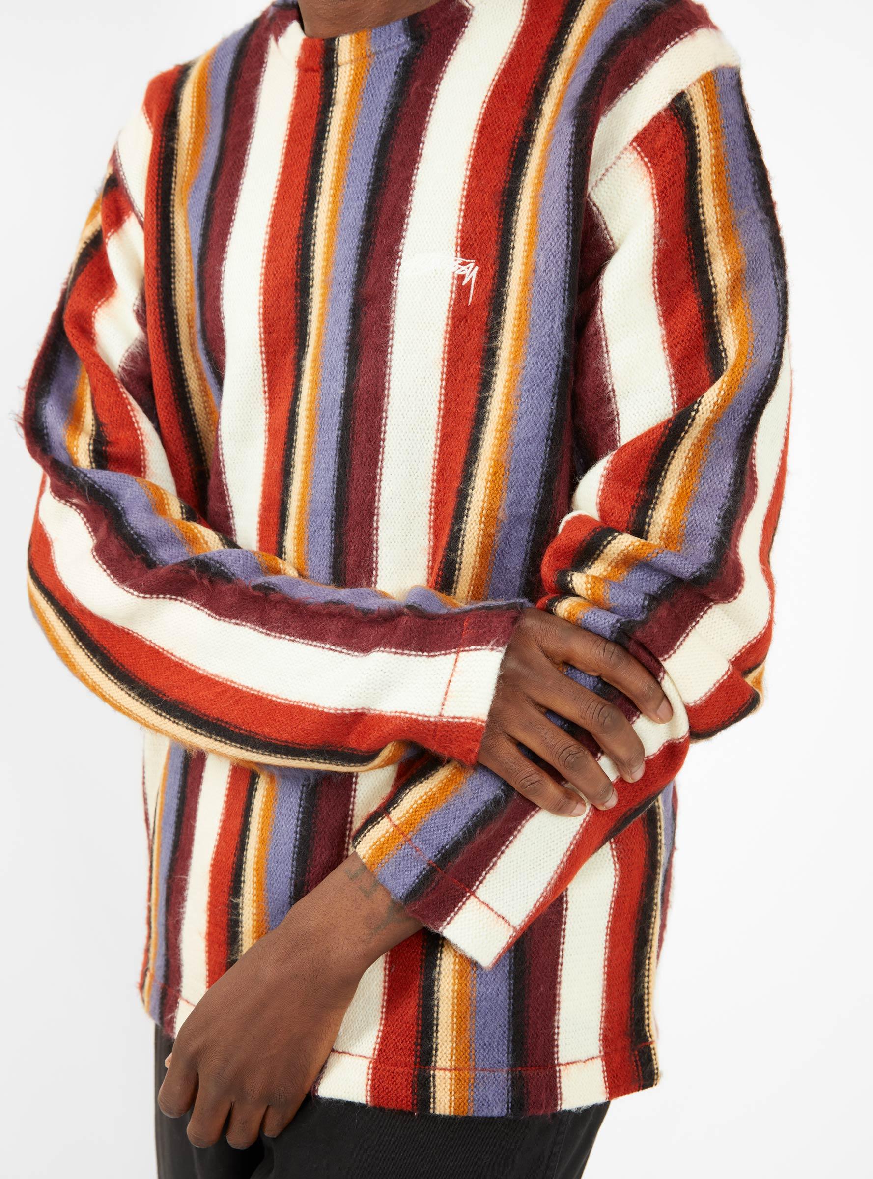 Stussy Vertical Striped Knit Crew Rust for Men | Lyst