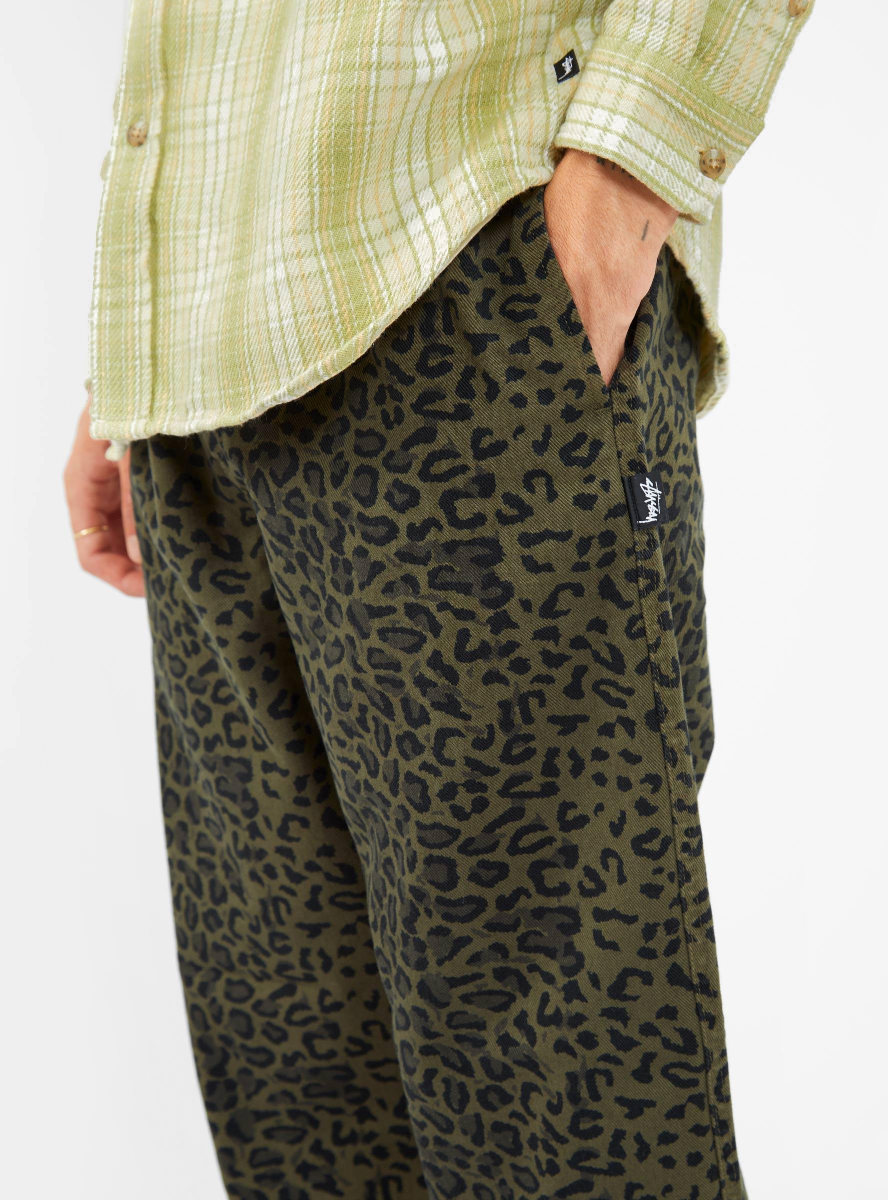 Stussy Leopard Beach Trousers Olive Green for Men | Lyst