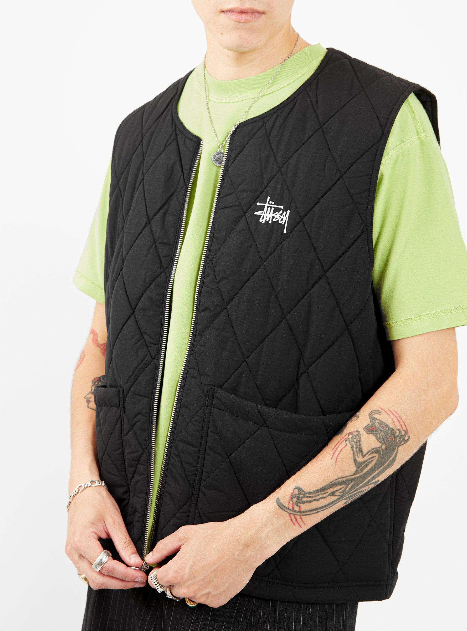 Stussy Diamond Quilted Vest Black for Men | Lyst Canada