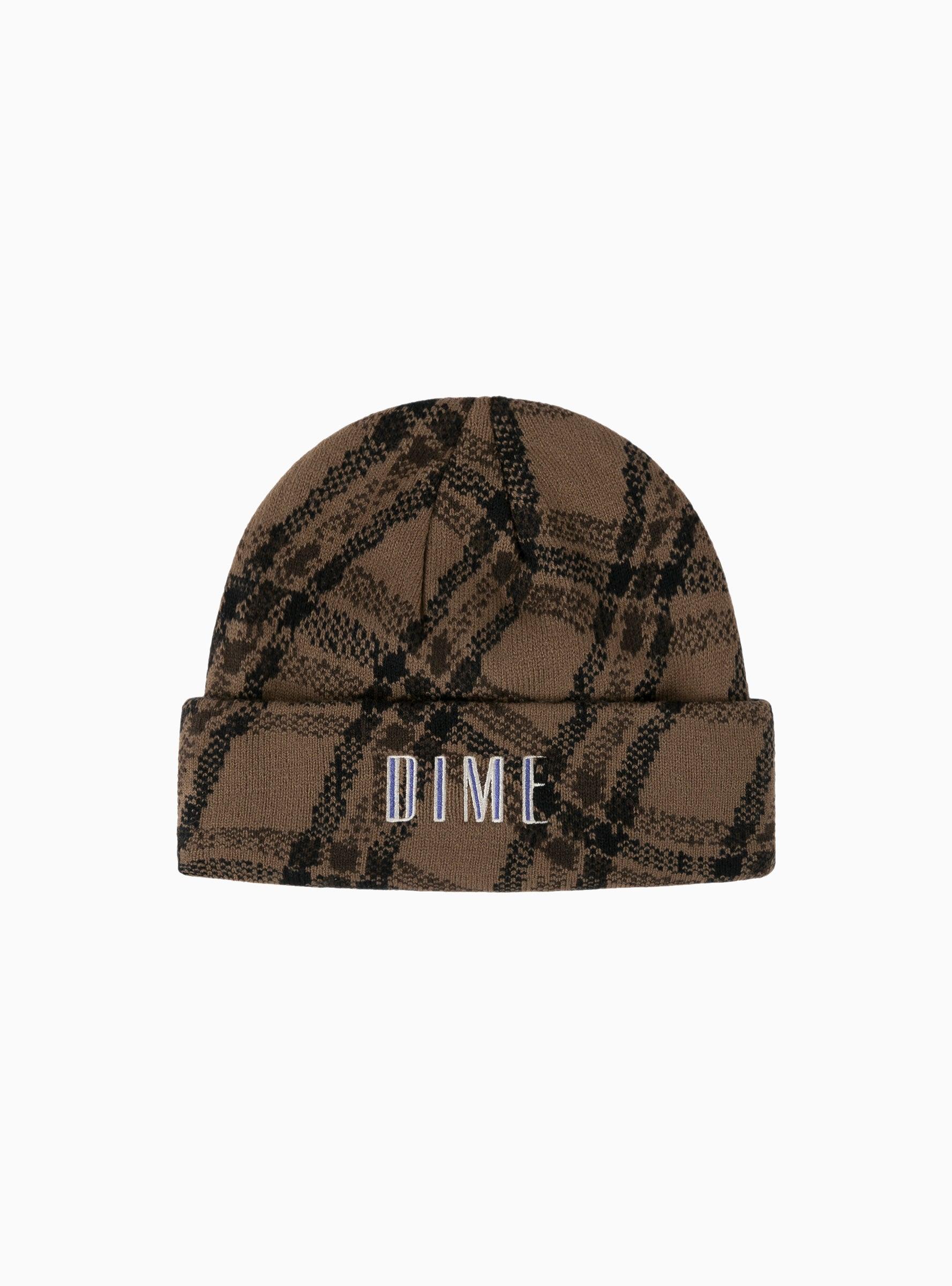 Dime Wavy Plaid Cuff Beanie Wood in Brown for Men | Lyst