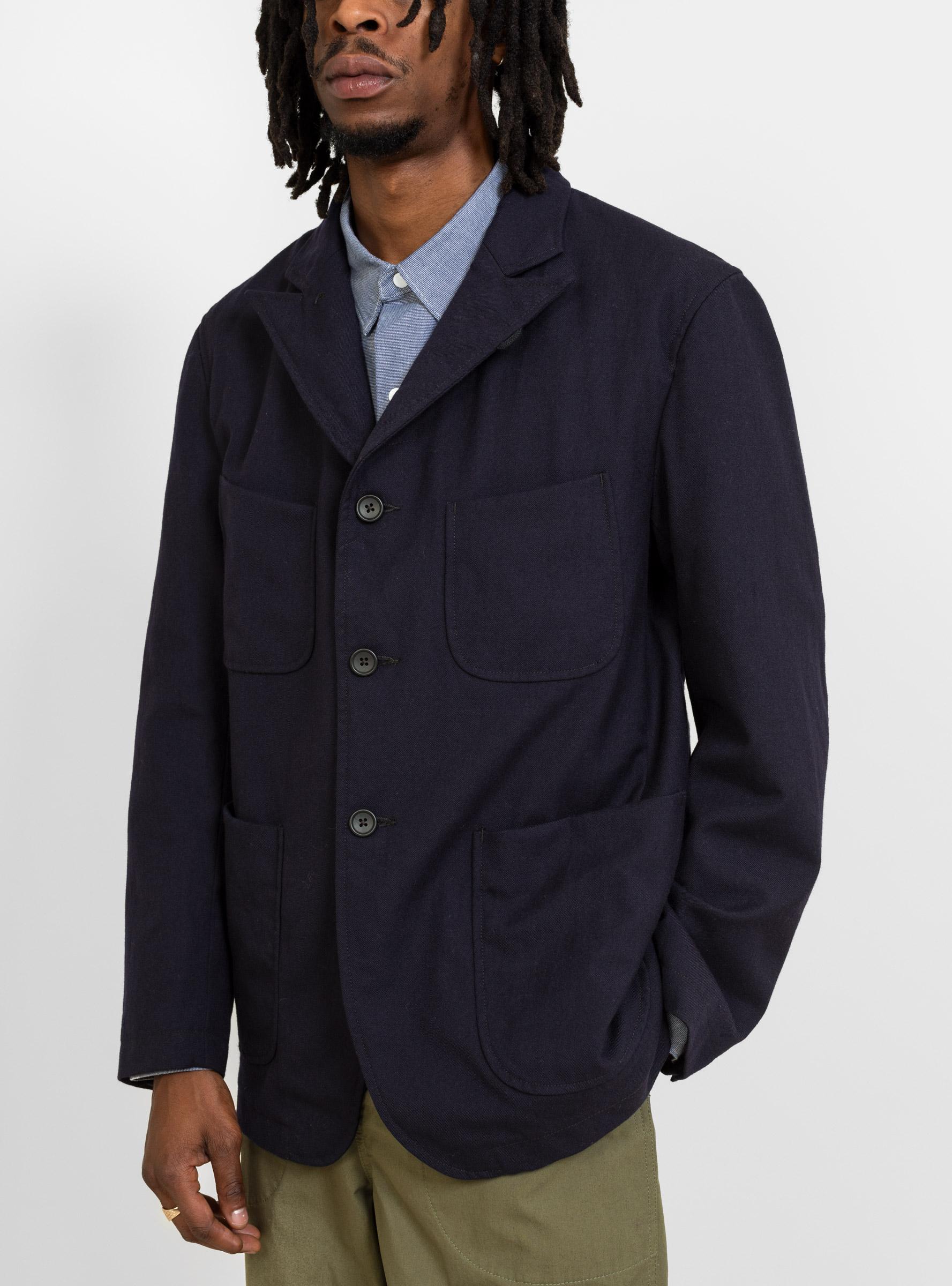 Engineered Garments Nb Jacket Uniform Serge Wool Dark Navy in Blue