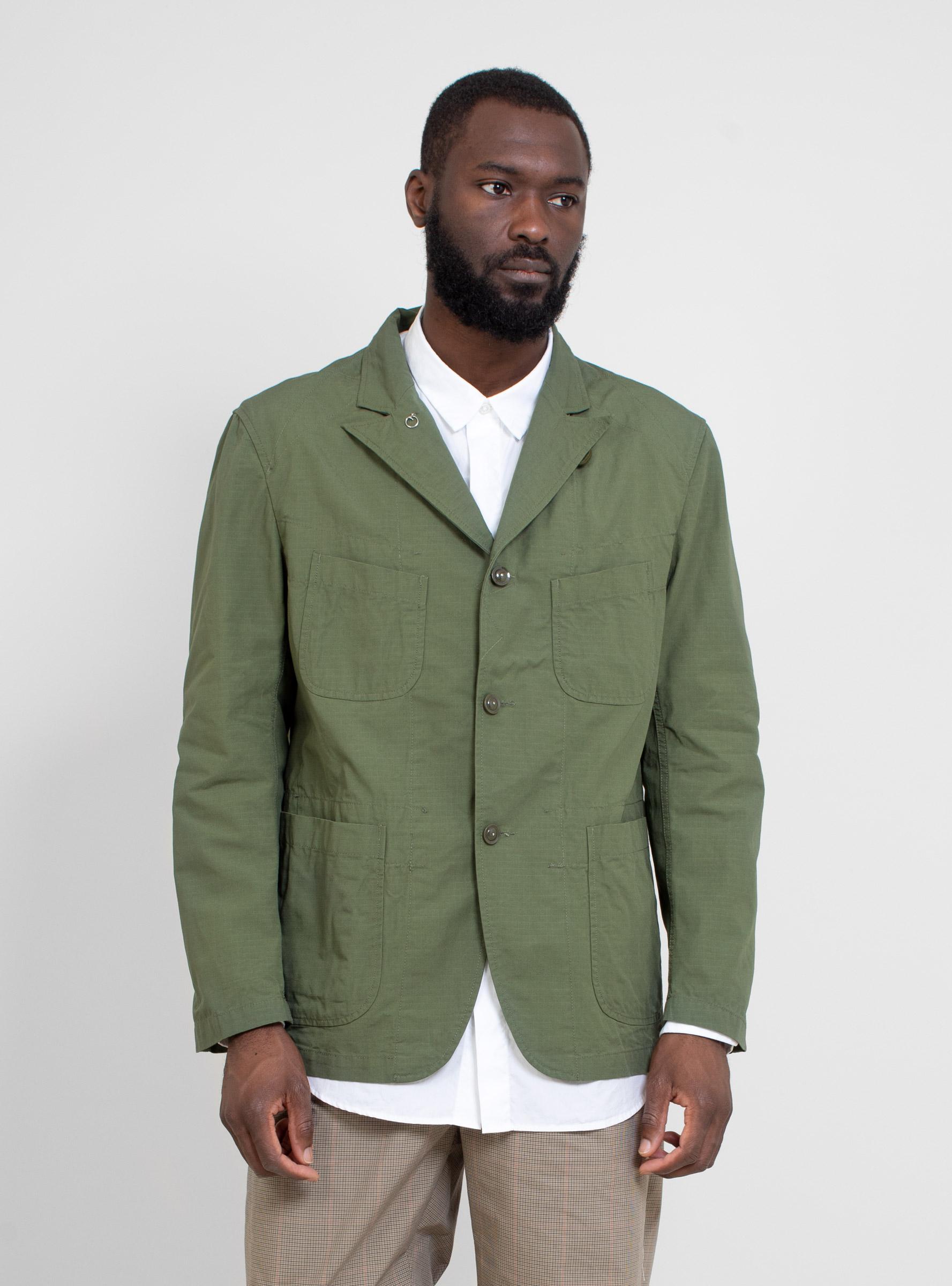 Engineered Garments Bedford Jacket Cotton Ripstop Olive in Green