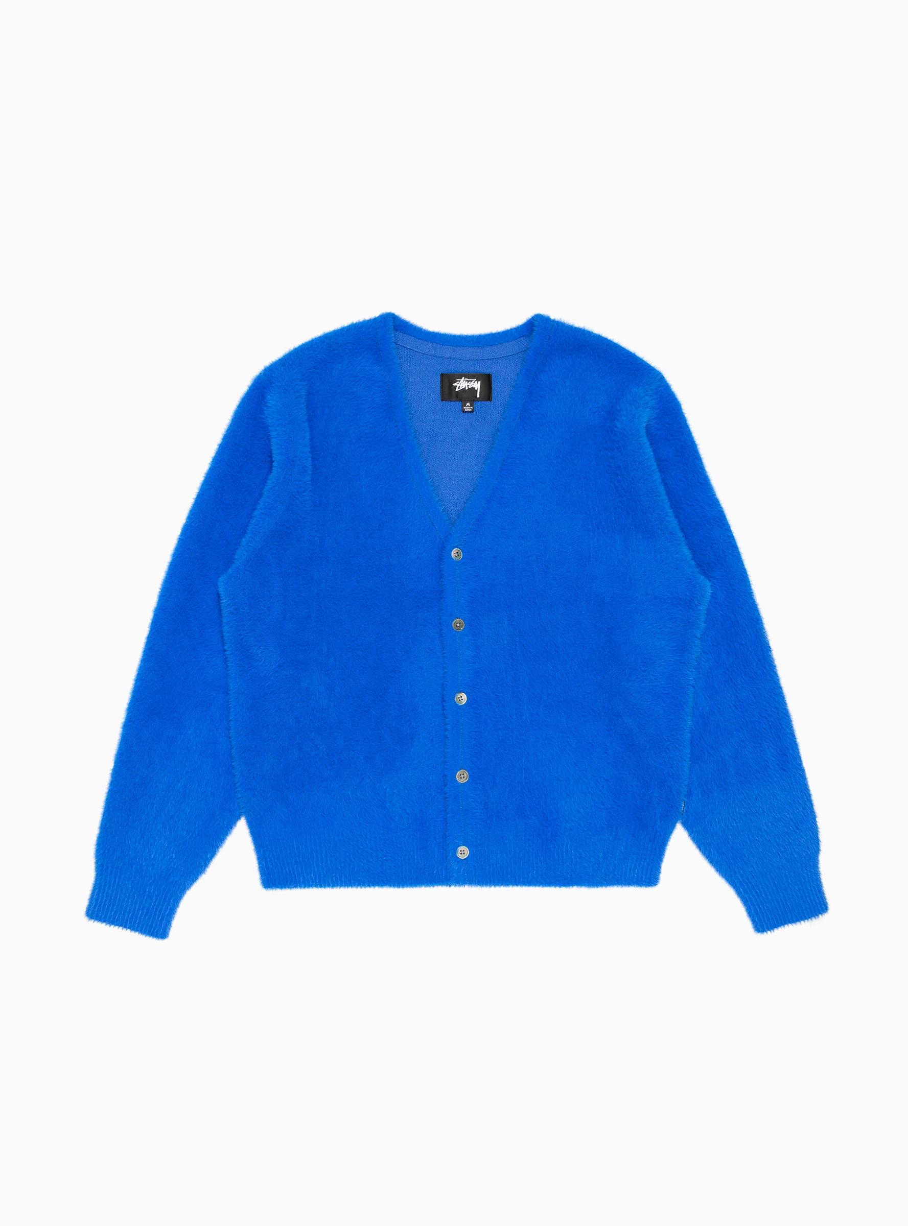 ストリート stussy shaggy cardigan blue m シャギー M 希少 jOYHe-m66204602865 スケーター