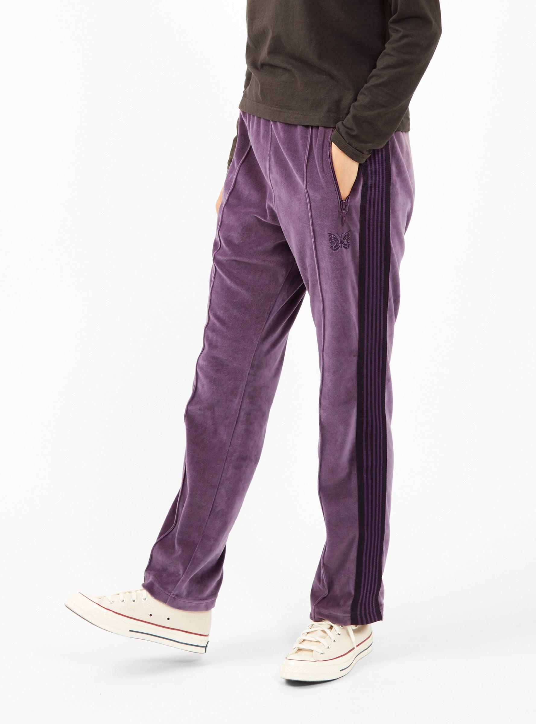 Needles Narrow Velour Track Pants Purple | Lyst