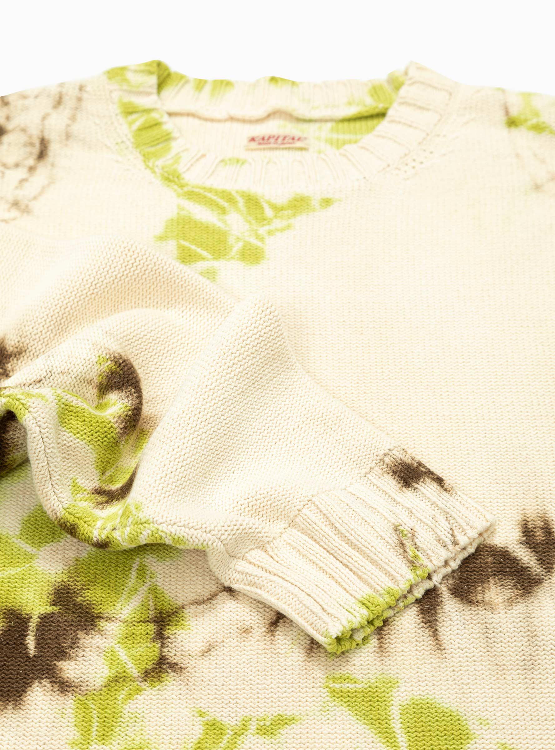 Kapital 5g Knit Ashbury Dyed Sweater Light Green & Brown in