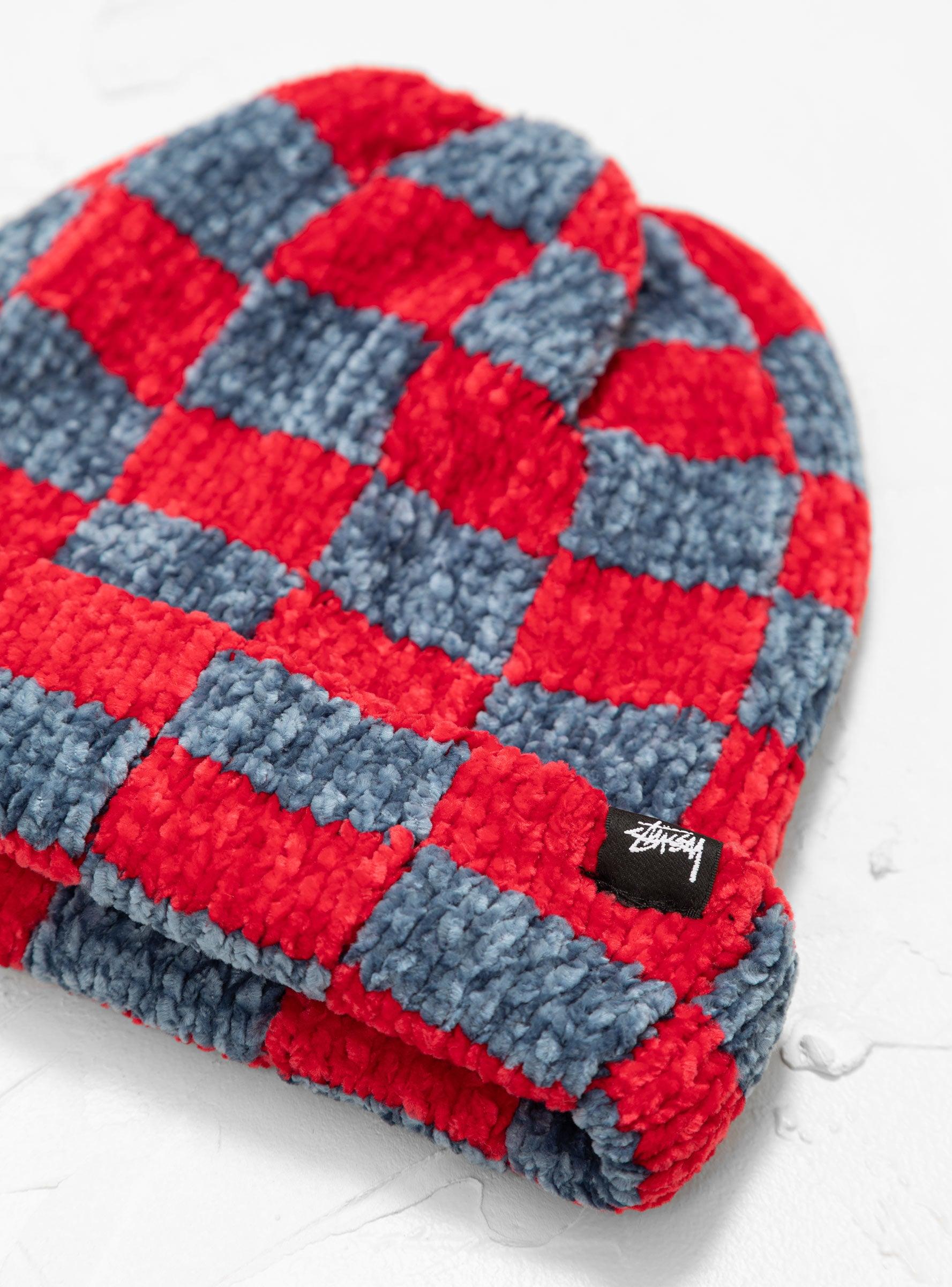 Stussy Crochet Checkered Beanie Red & Blue for Men | Lyst