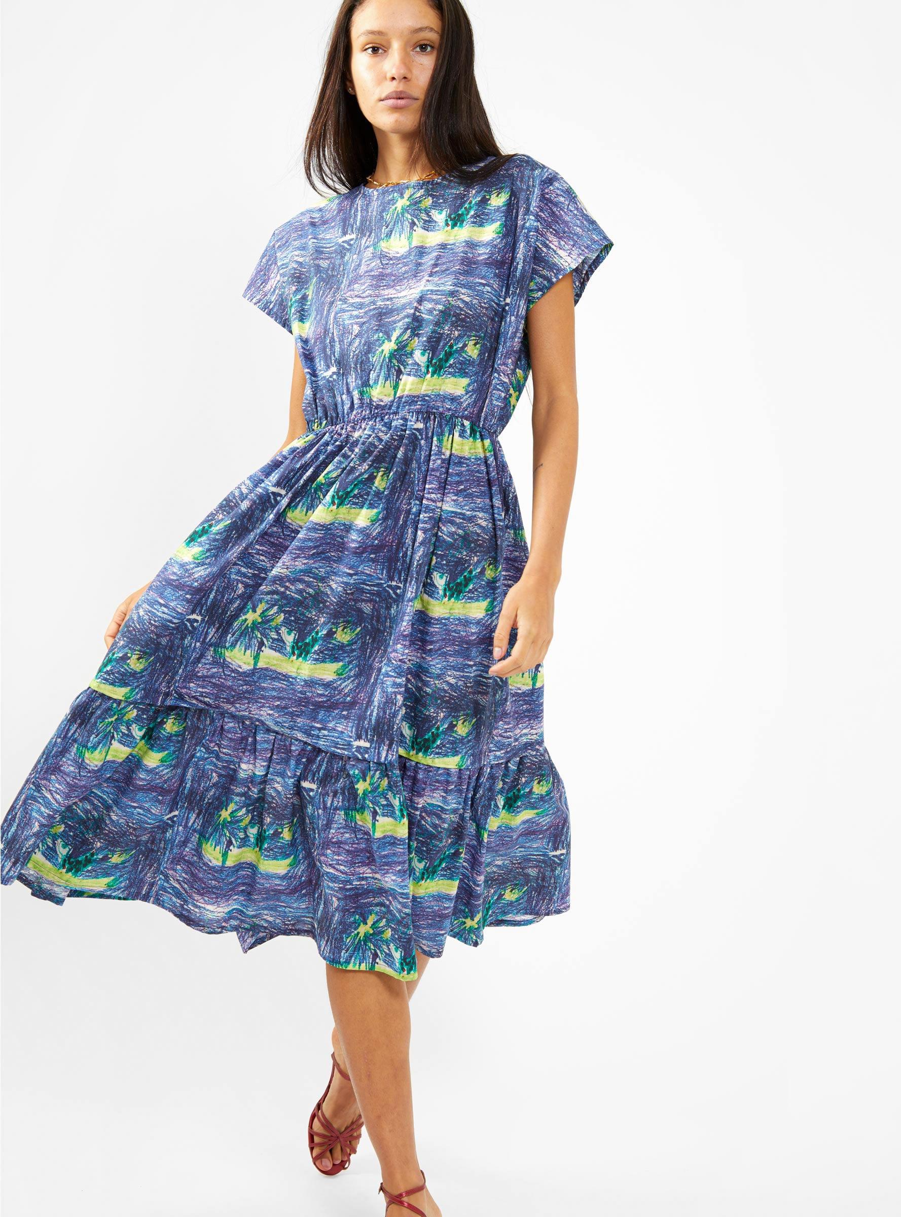 Anntian Dress Layer Ao Print S in Blue | Lyst