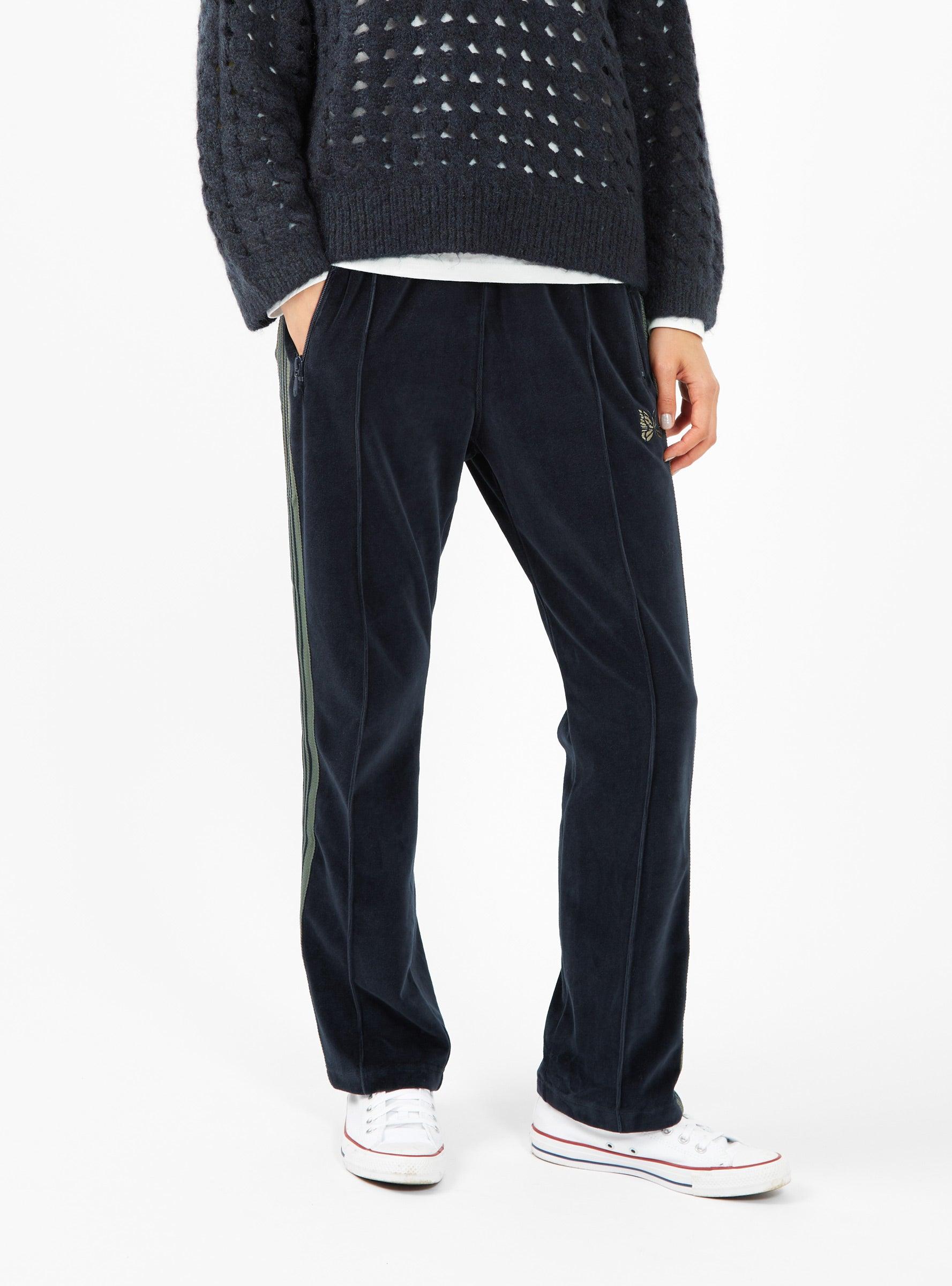 Needles Narrow Velour Track Pants Navy in Black | Lyst