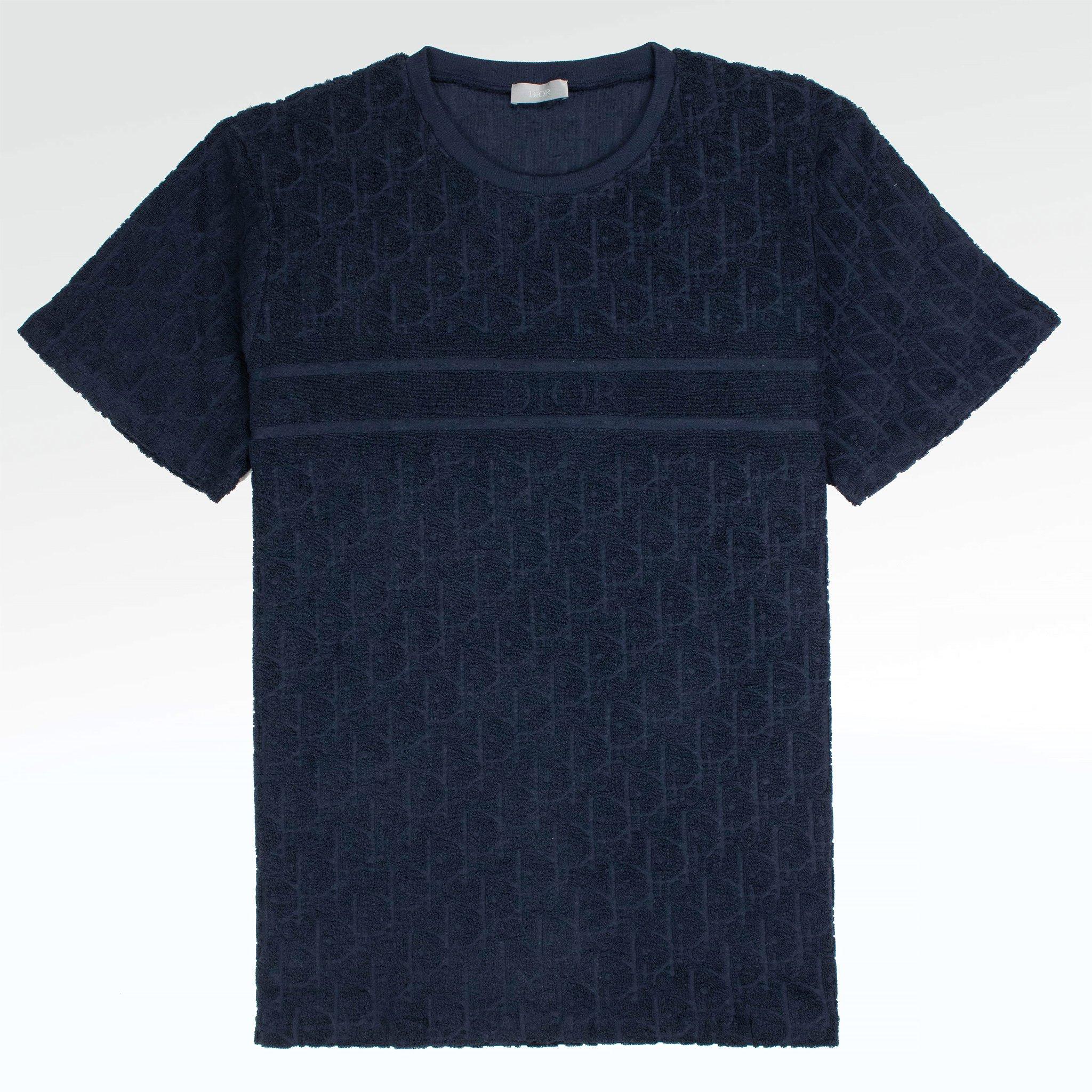 Dior Cotton Oblique Towelling Navy T Shirt in Blue for Men - Lyst
