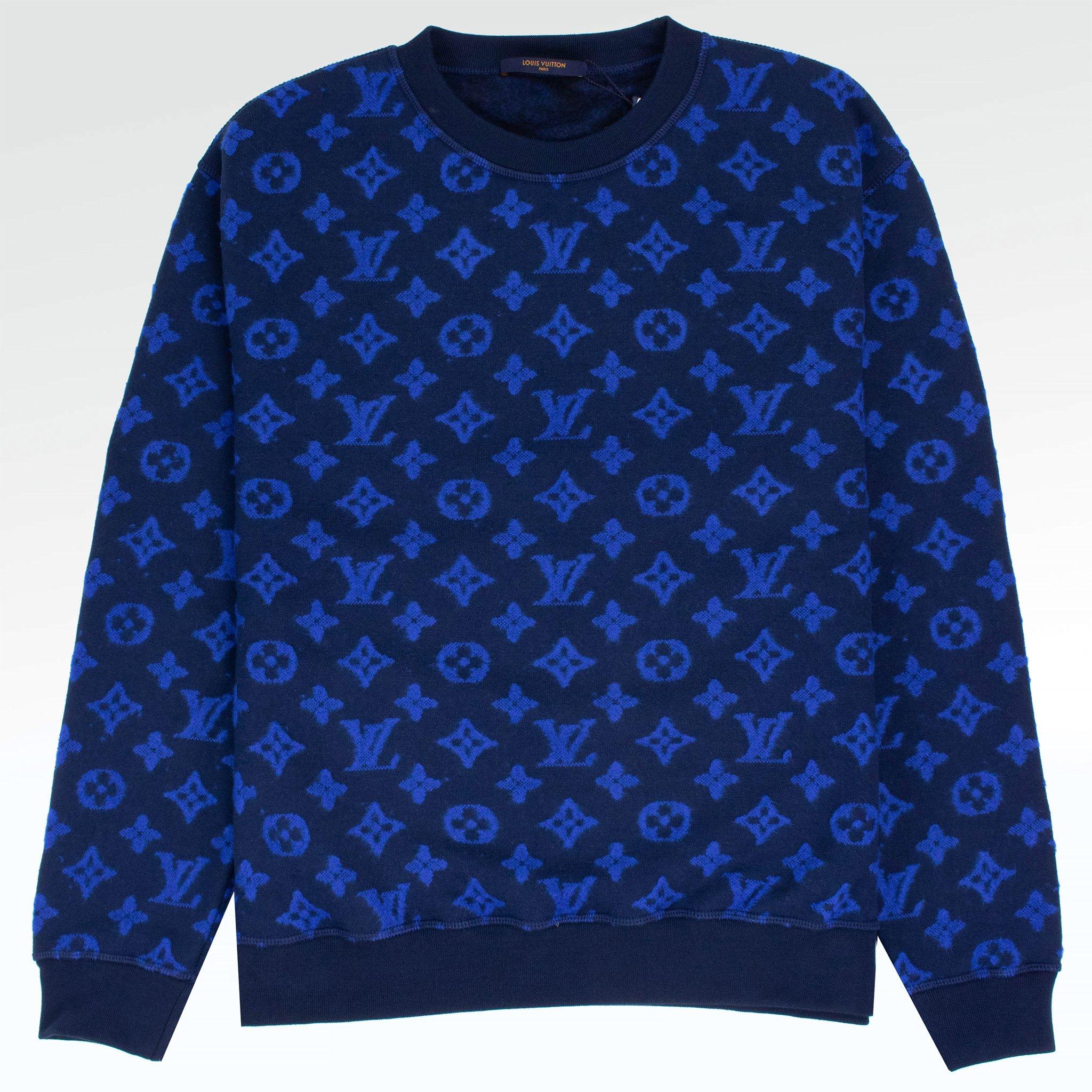 Louis Vuitton Wool Full Monogram Blue Jacquard Crew Neck for Men - Lyst