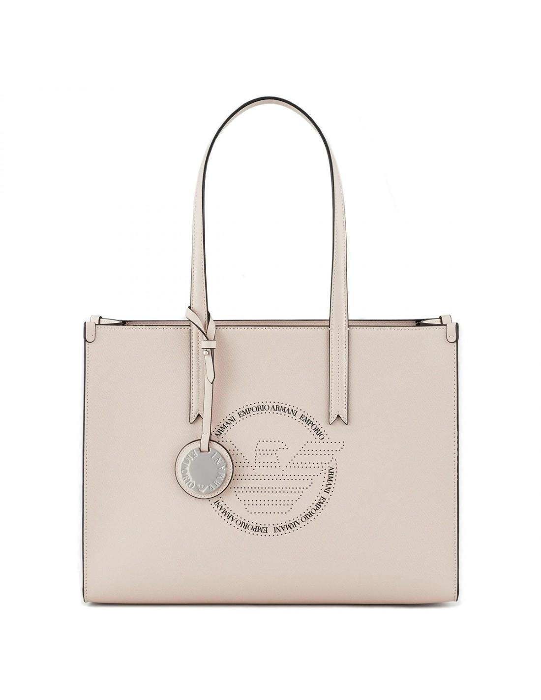 Emporio Armani Shopping Bag With Perforated Mono in Natural | Lyst