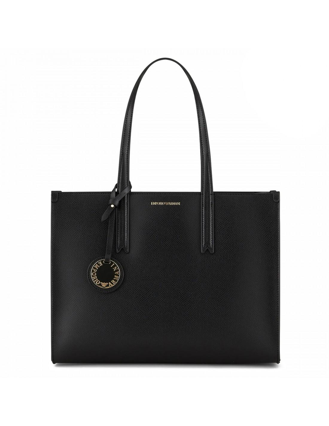 Emporio Armani Shopping Bag With Charm Logo in Black | Lyst