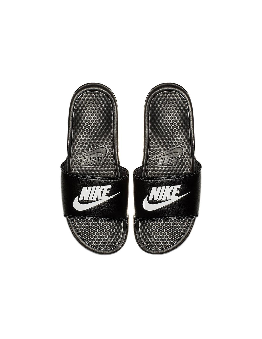 nike benassi slides white and black