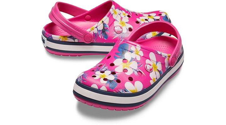 pink floral crocs