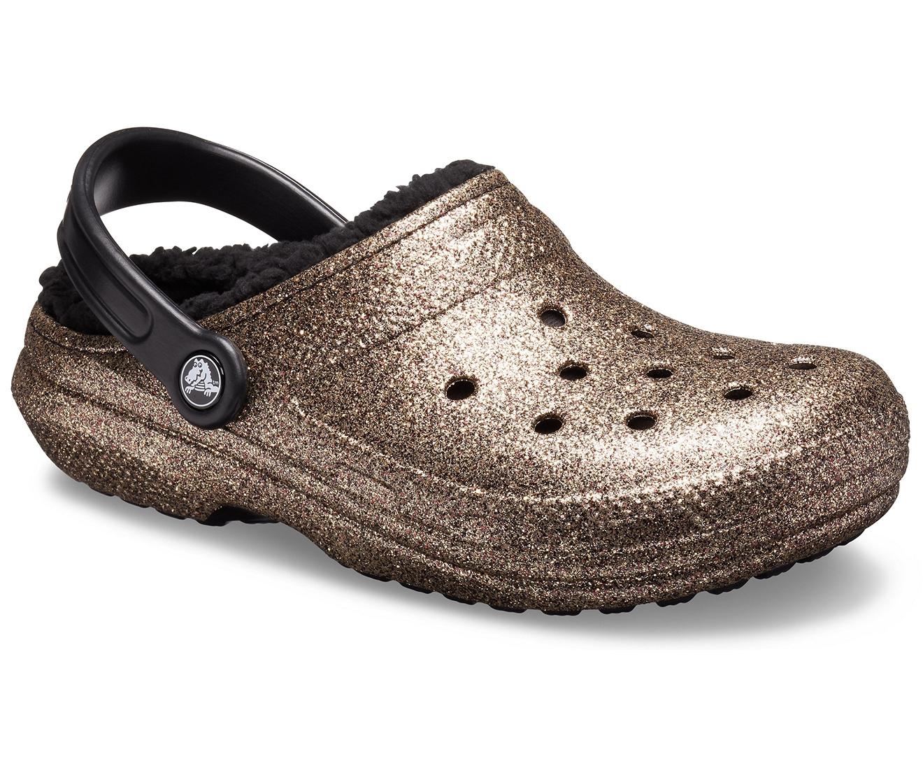 Crocs™ Gold / Black Classic Glitter Lined Clog in Metallic | Lyst