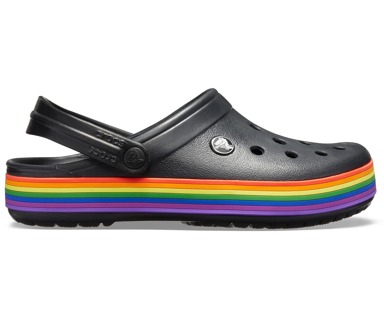 black rainbow crocs