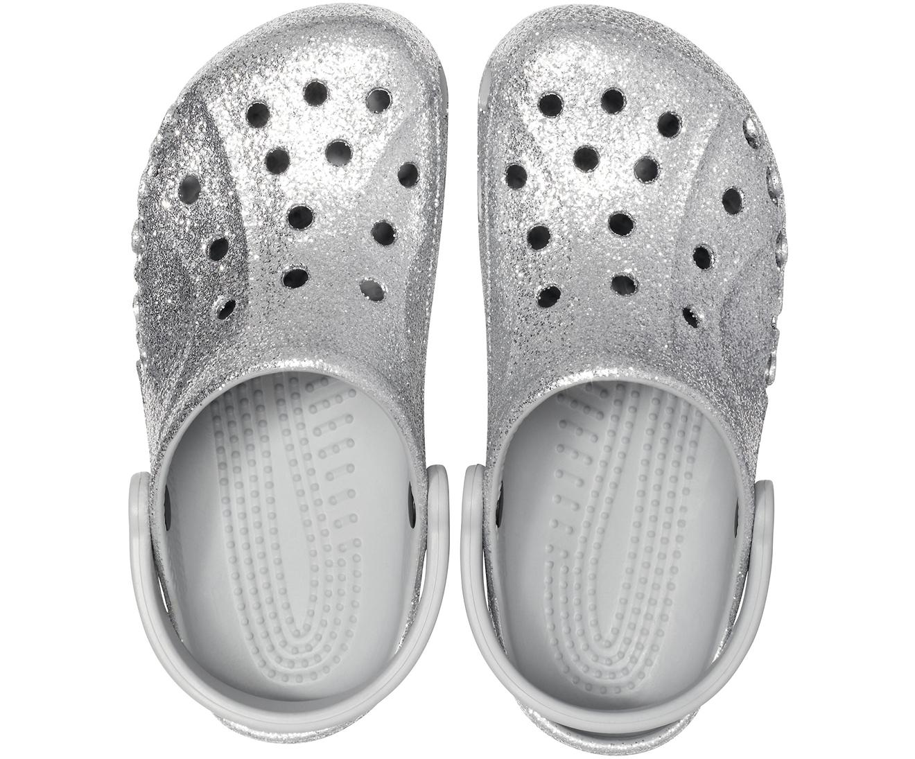 Crocs™ Silver Baya Glitter Clog in Metallic Lyst