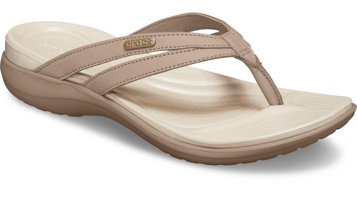 Crocs Capri Strappy Flip Womens Ladies Silver Flip Flop Sandals Shoes Size 4-8 