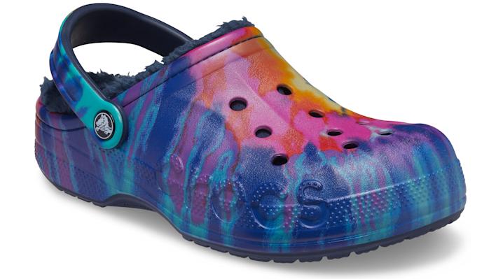 navy multi tie dye crocs