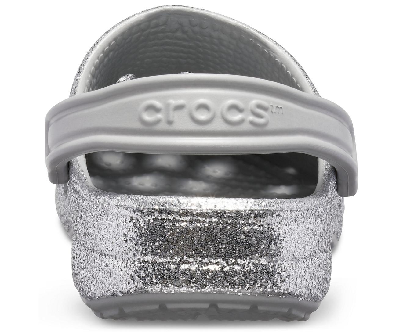 Crocs™ Silver Baya Glitter Clog in 