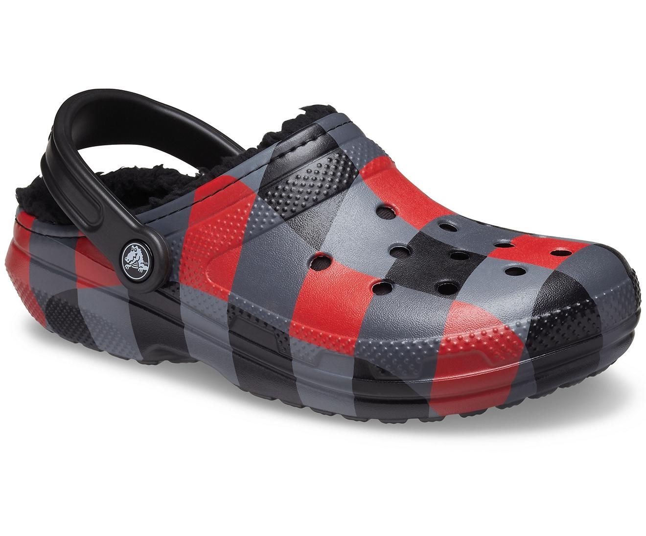 red and black crocs