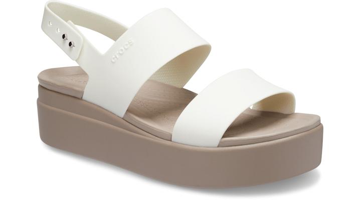 white wedge crocs