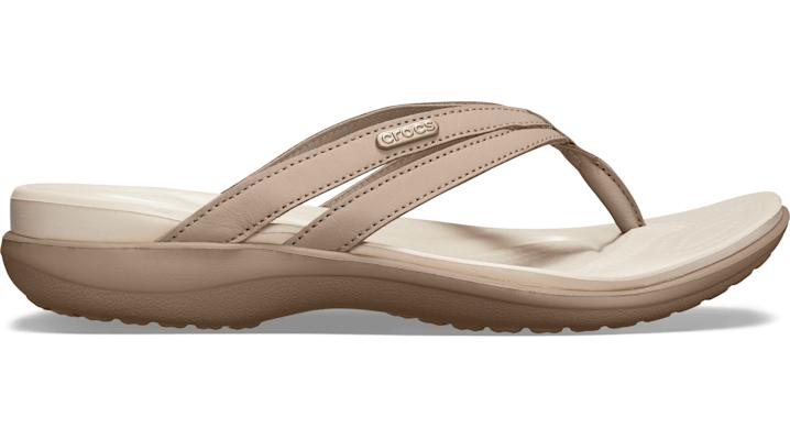 Crocs™ Women's Capri Basic Strappy Flip in Brown | Lyst