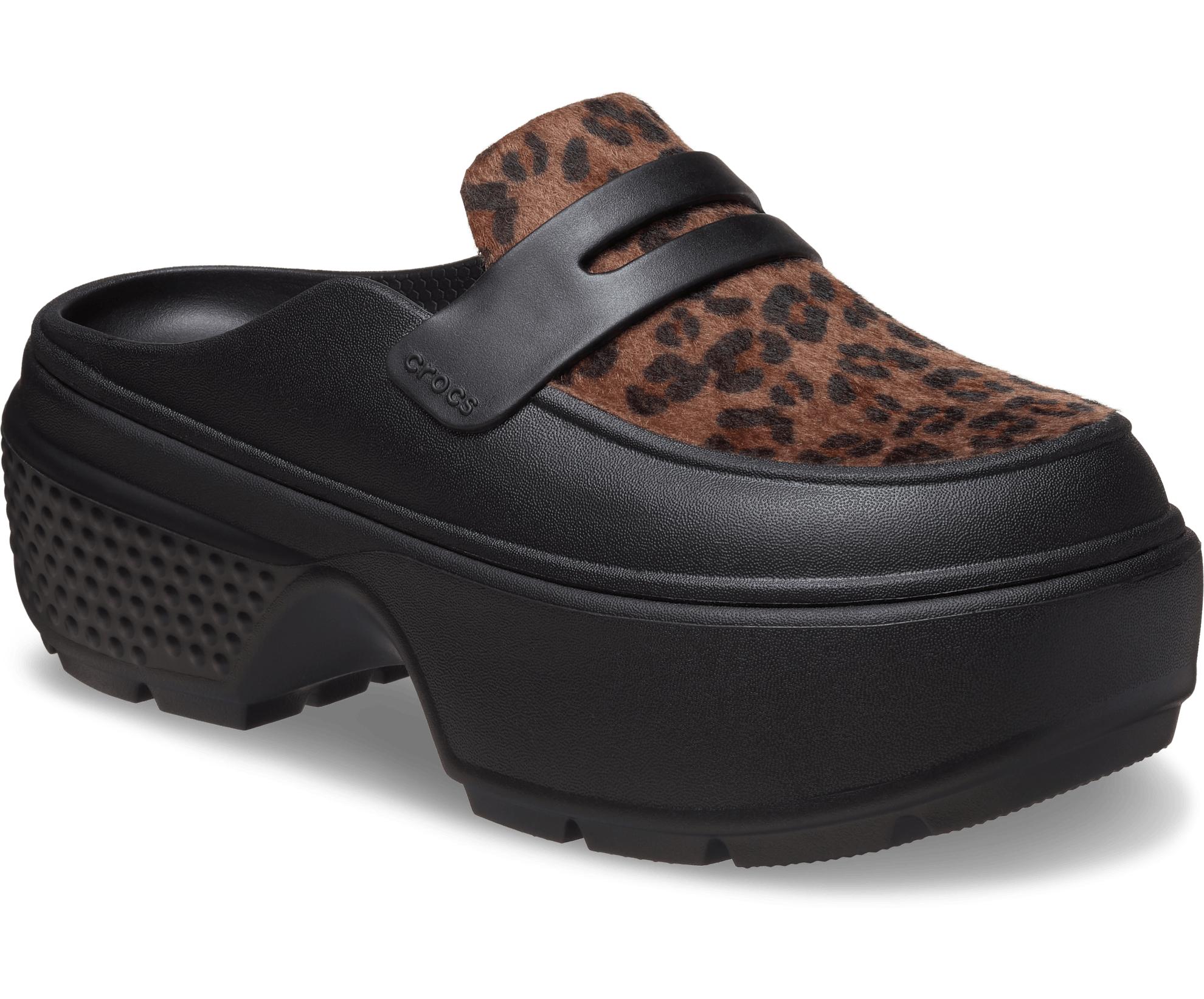 Crocs™ Stomp Leopard Loafer; Multi Animal in Black Lyst