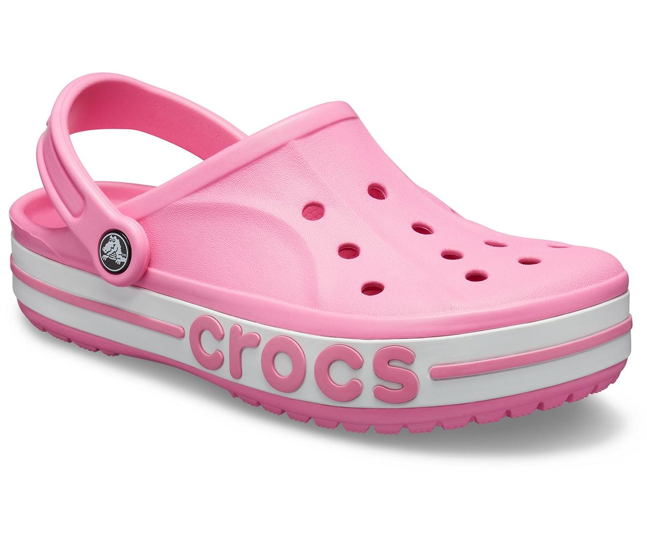 pink fluffy crocs