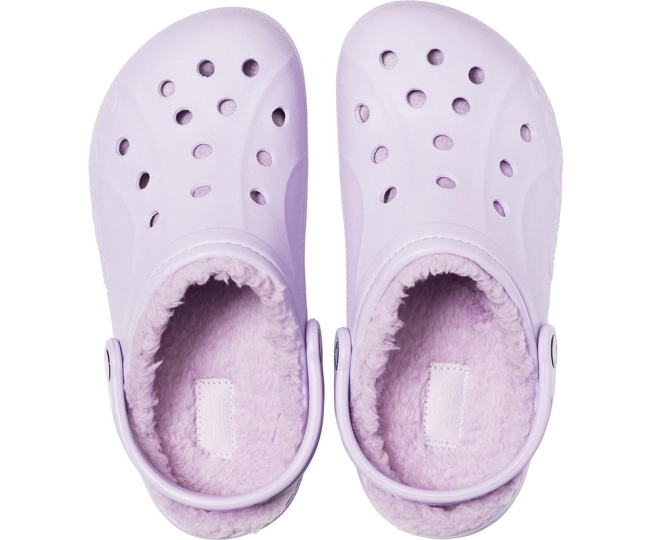 fur crocs lavender