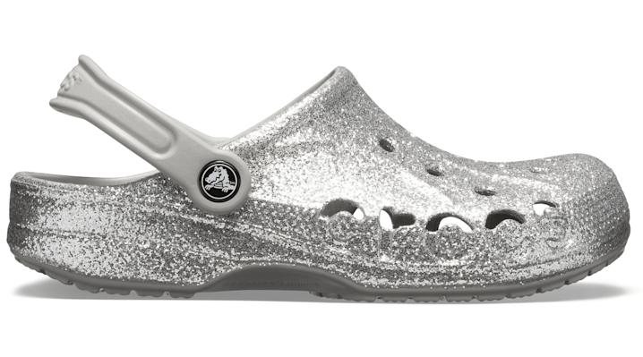 gray glitter crocs