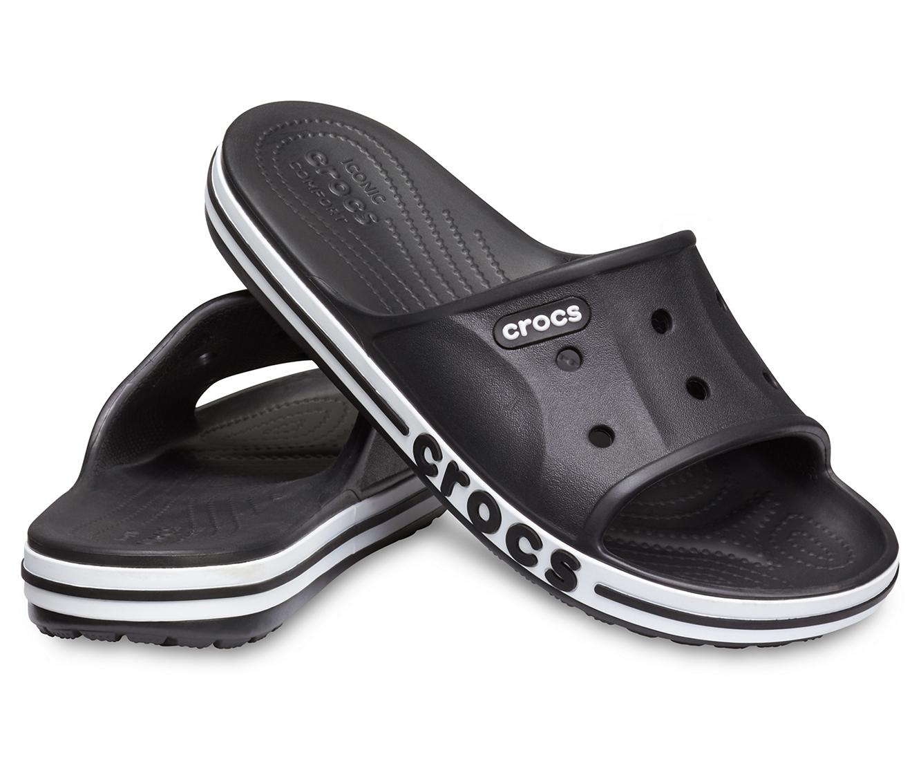 black and white bayaband crocs