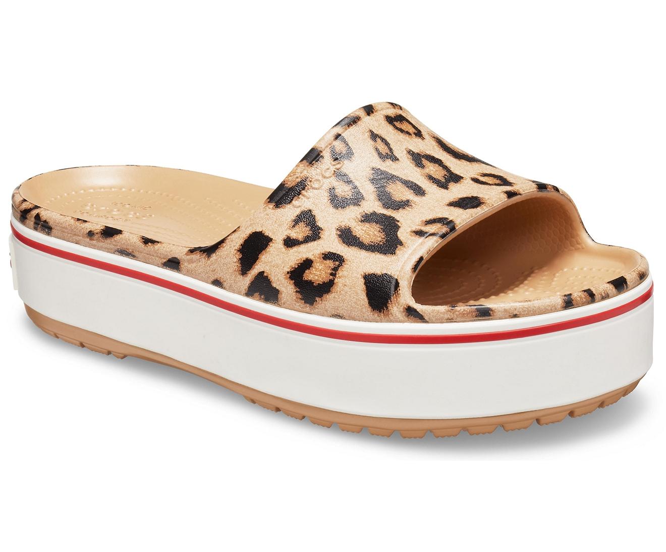 Crocs™ Leopard / Gold Crocband Platform Leopard Slide in Metallic | Lyst