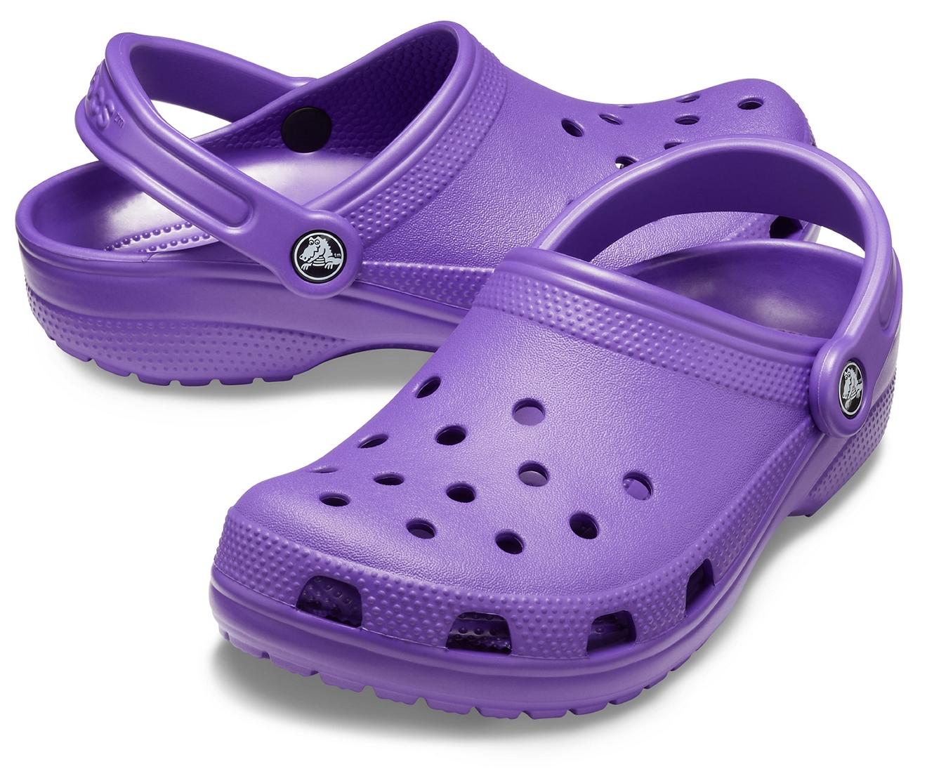 neon purple crocs
