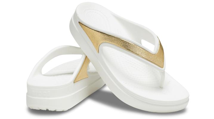 Crocs™ Sloane Shine Wedge Flip in White | Lyst