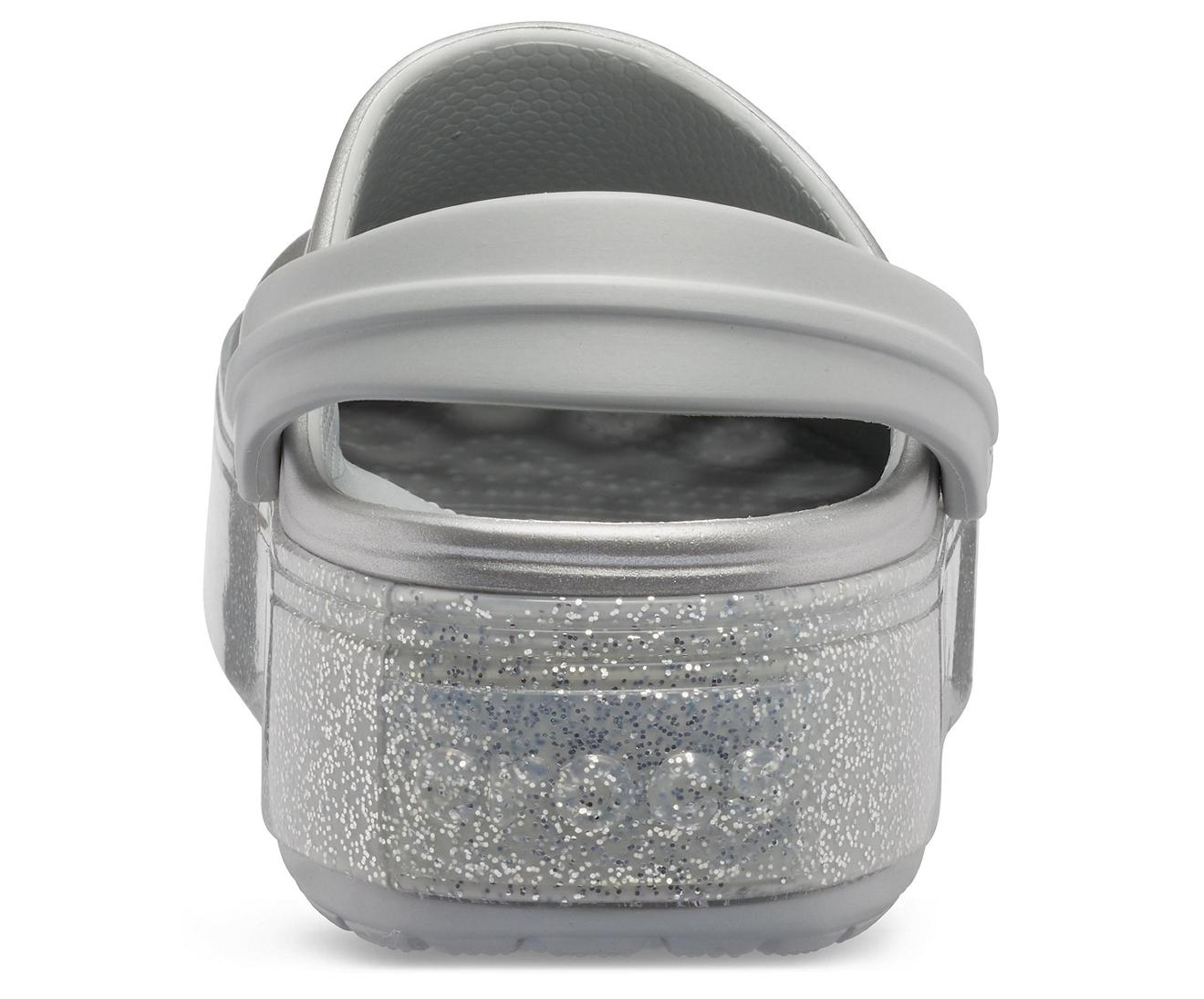 silver metallic crocs