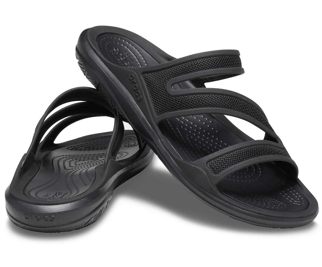 black swiftwater crocs
