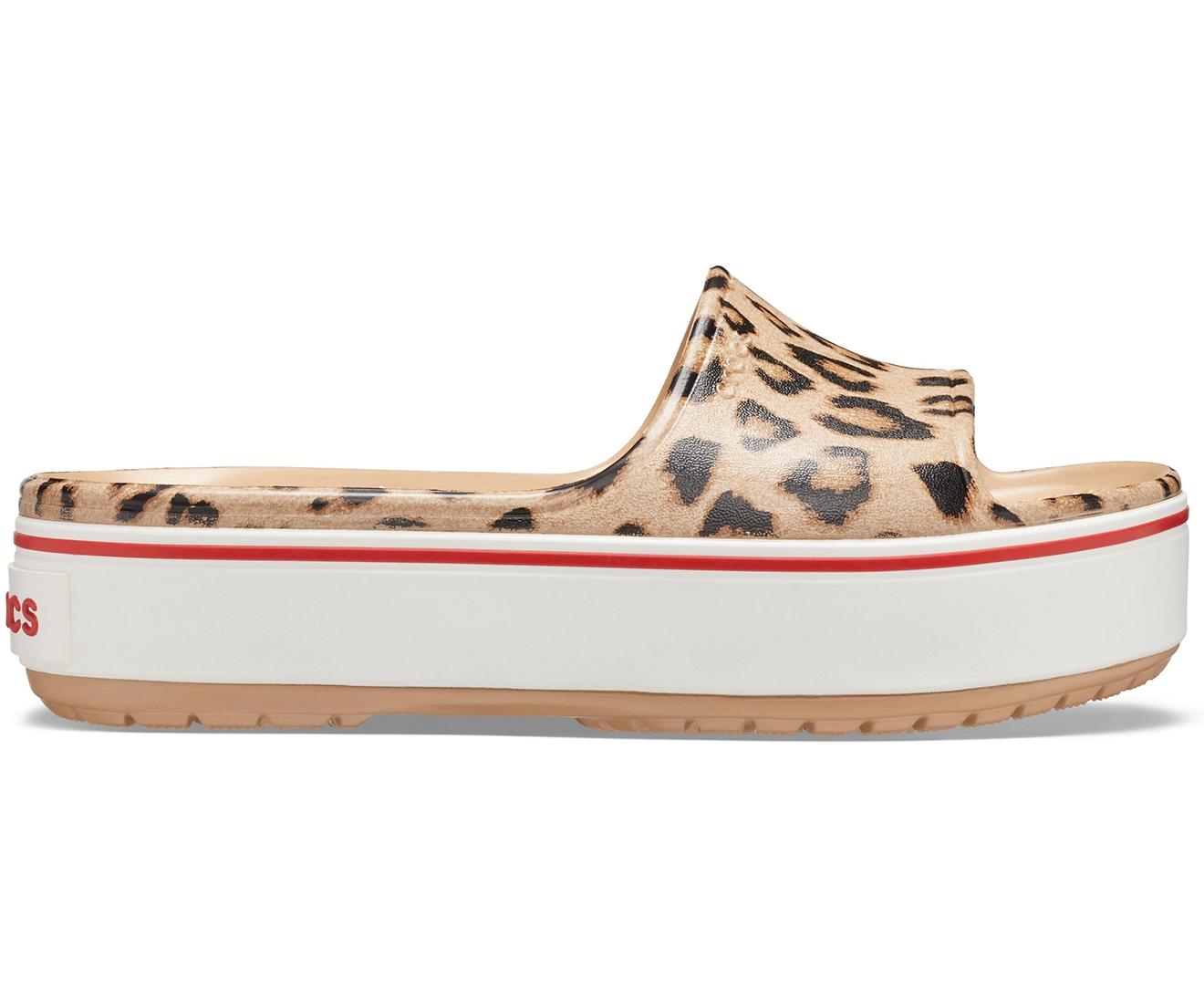 leopard platform crocs