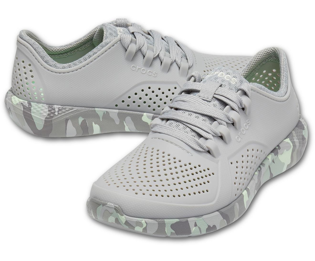 Crocs NEW Literide Graphic slip on grey camo comfort shoes trainers UK size 3-9 