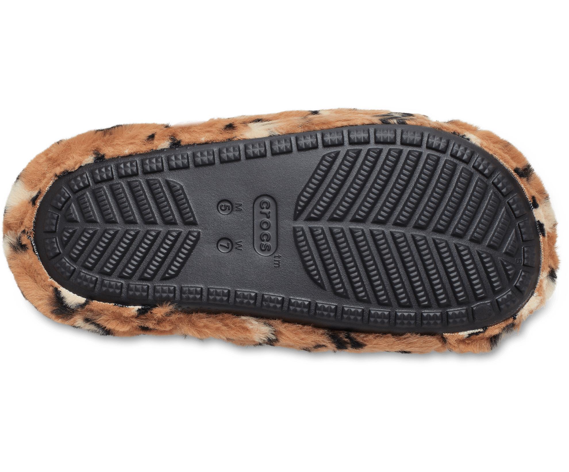 Crocs™ Classic Leopard Fur Slide; Leopard in Black Lyst