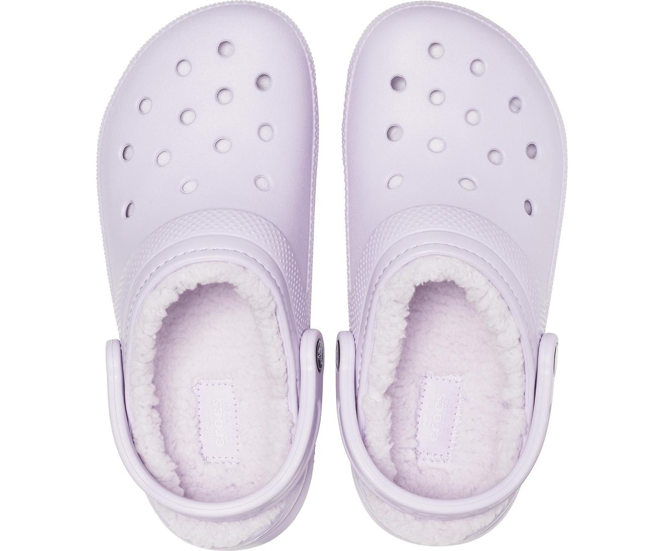 lavender fur crocs