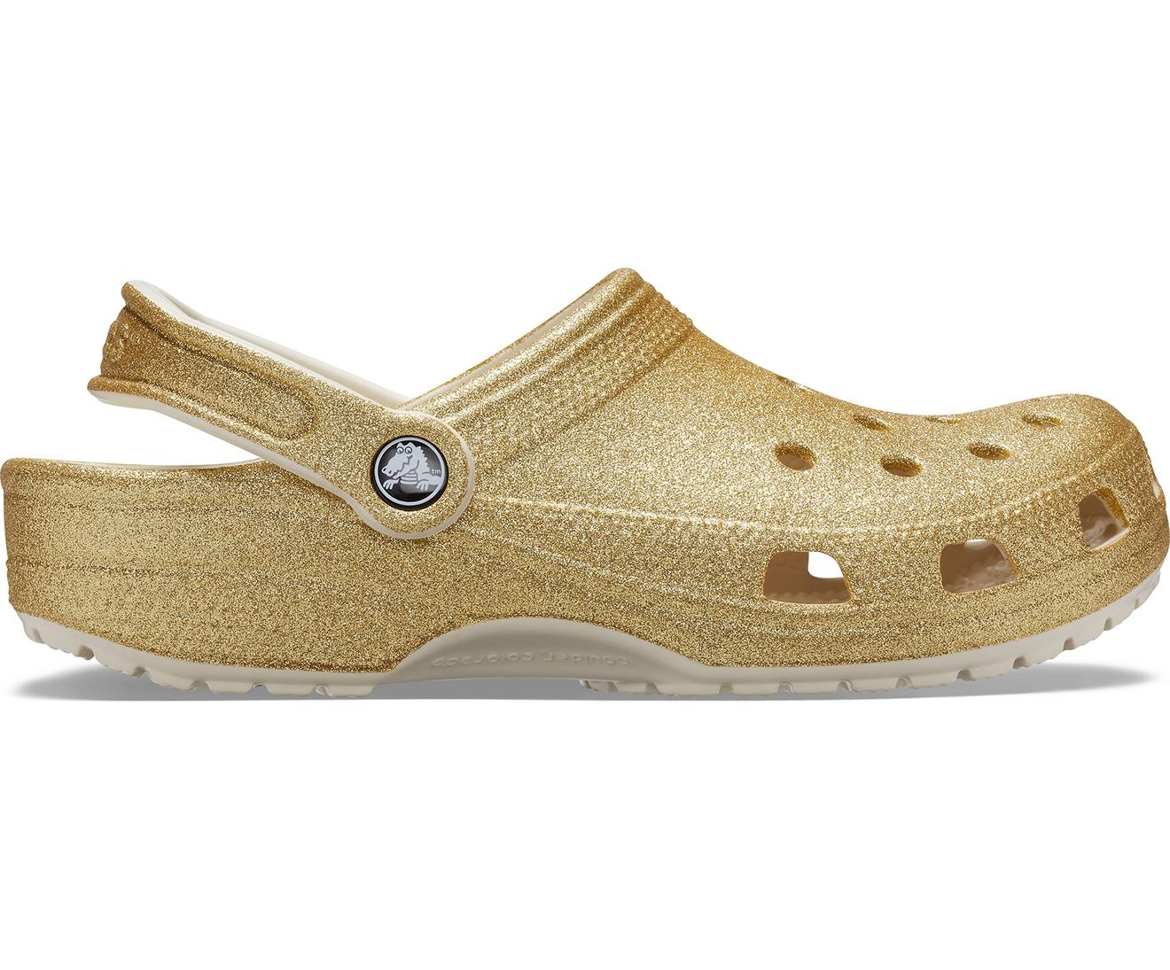 Gold glitter crocs on sale