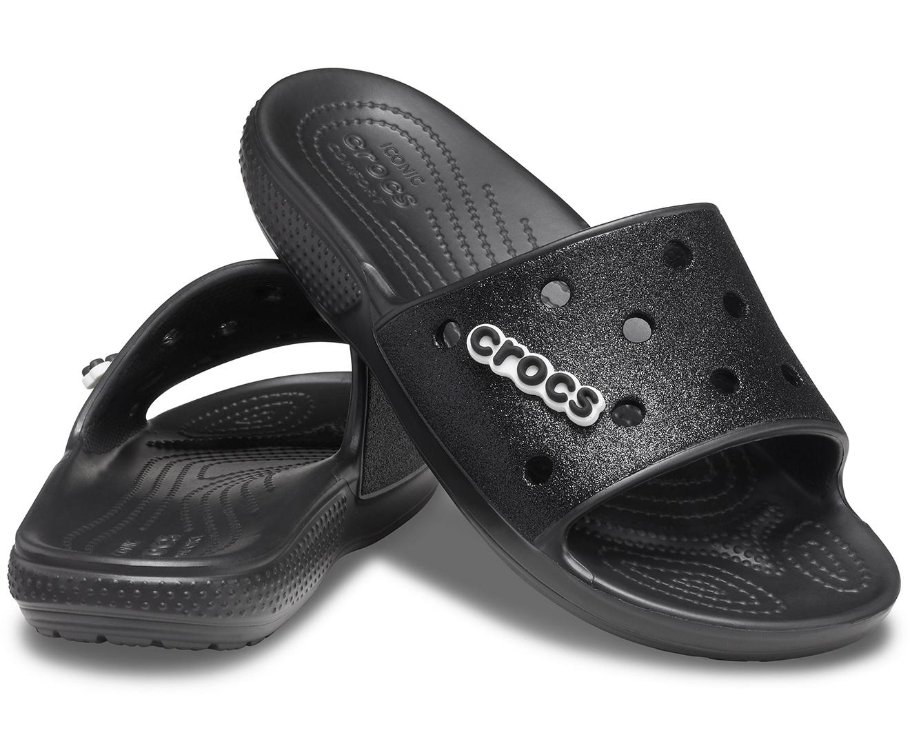 Crocs™ Classic Glitter Slide in Black | Lyst