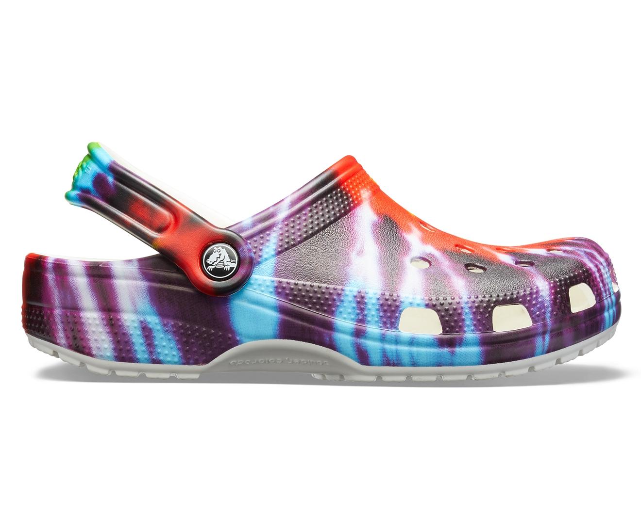 crocs multicolor tie dye