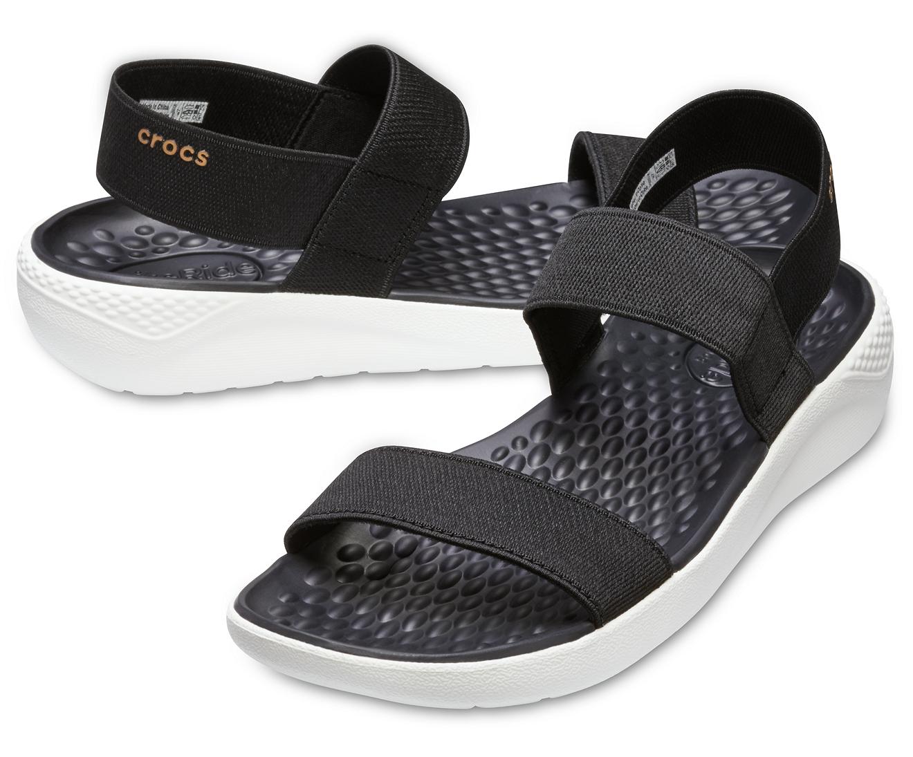  Crocs   Literide  Sandal  in Black White Black Save 50 